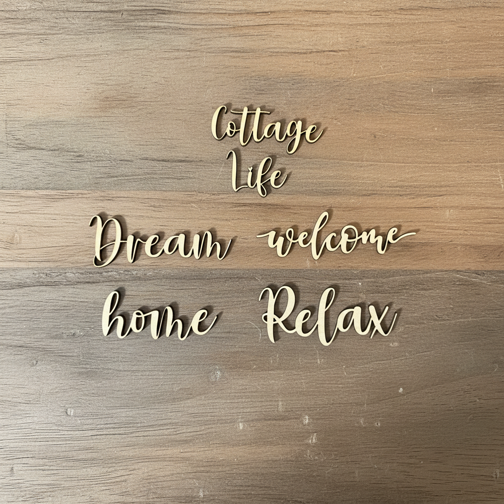 Personalized word options for key hanger including Cottage Life, Dream, Welcome, Home, Relax